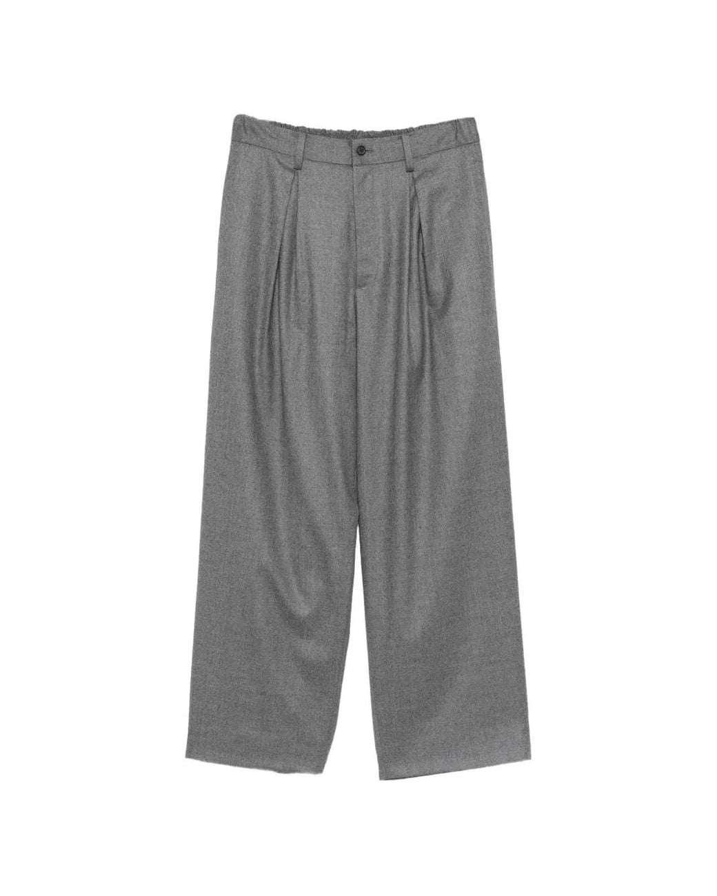 Ssstein Gray Pleated Wide-Leg Trousers for men