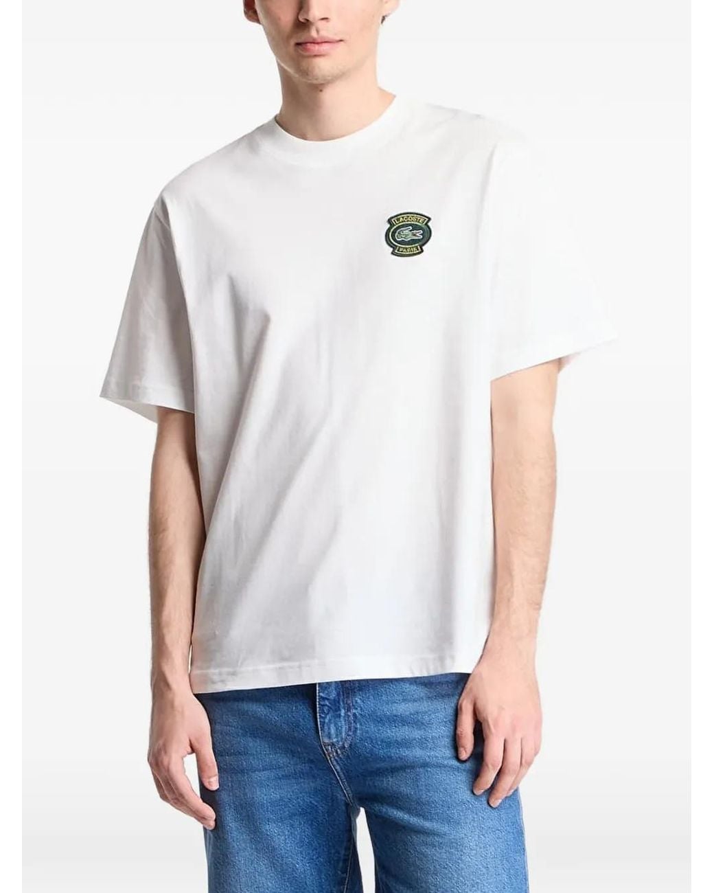 Lacoste White Logo-Patch T-Shirt for men