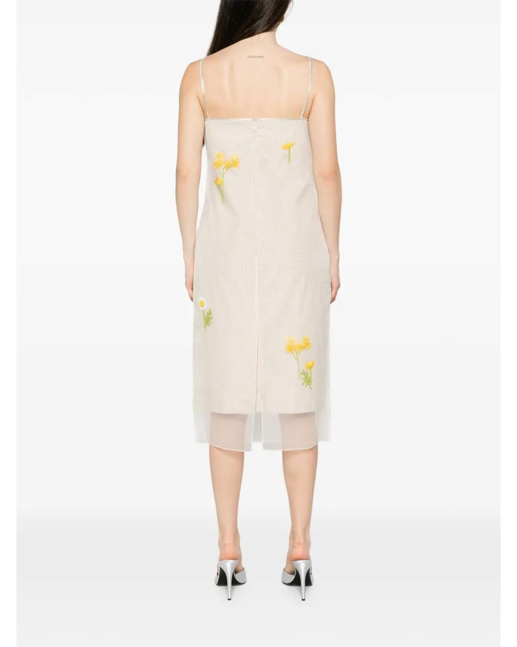 BERNADETTE White Rachel Floral-Embroidered Midi Dress