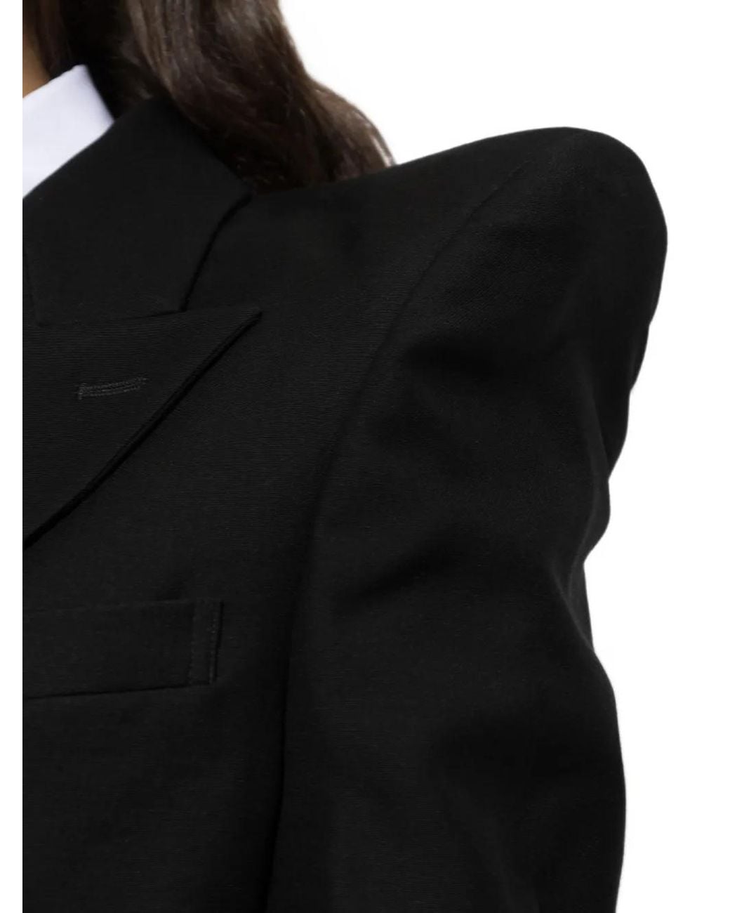 Noir Kei Ninomiya Black X Comme Des Garçons Double-Breasted Cropped Blazer