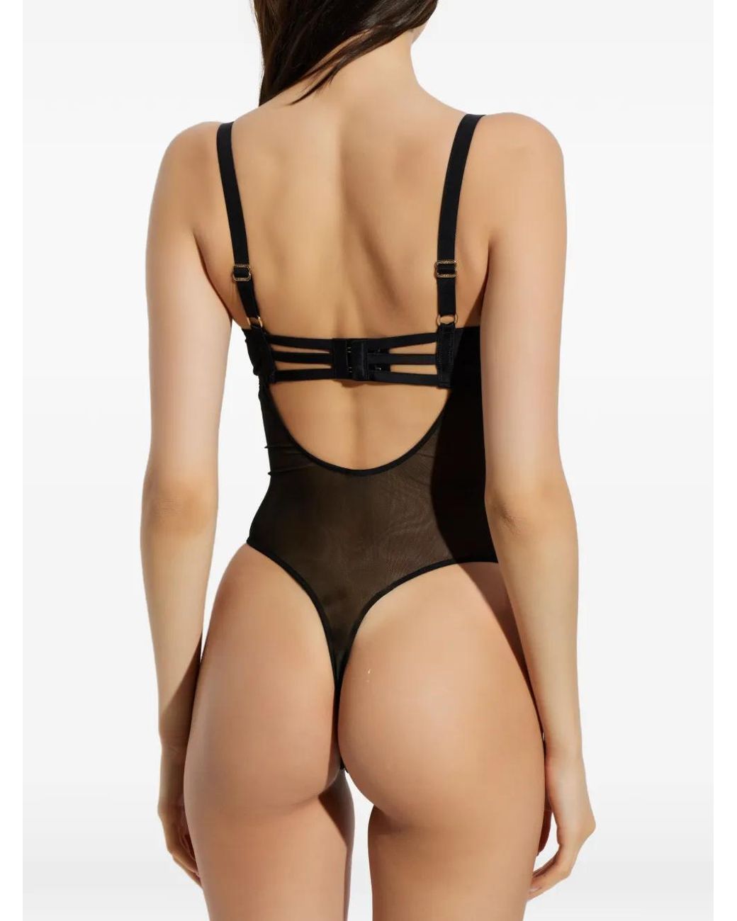 Heist Black The Nieve Flocked Mesh Bodysuit
