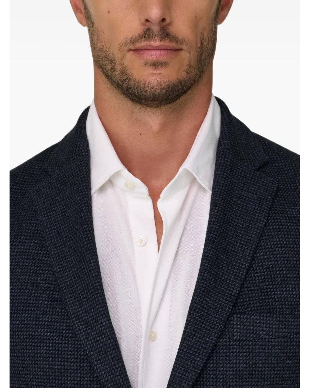 Boggi Blue Blazer Micro-Patterned Cotton-Blend B Jersey for men