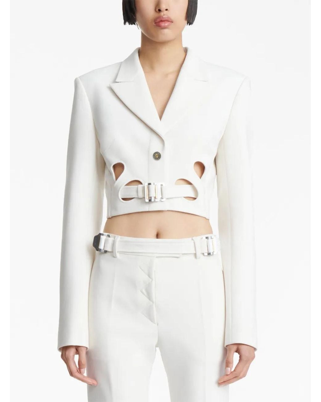 Dion Lee White Interloop Belted Blazer