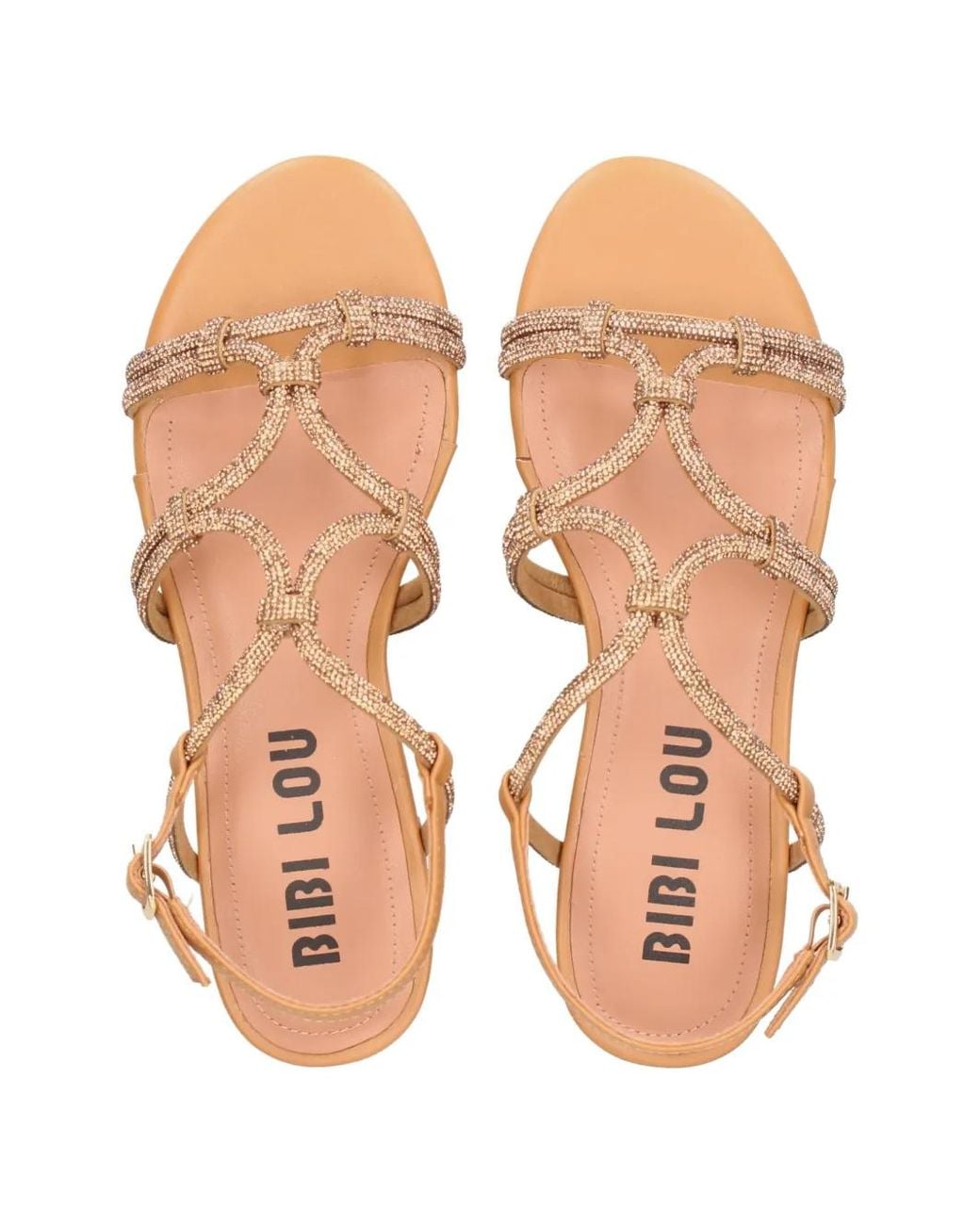 Bibi Lou Brown Quail Crystal-Embellished Caged Sandals