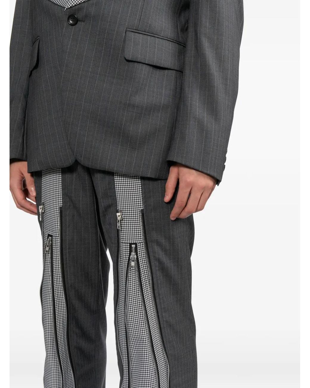 Comme des Garçons Gray Patchwork Zip Details Trousers for men