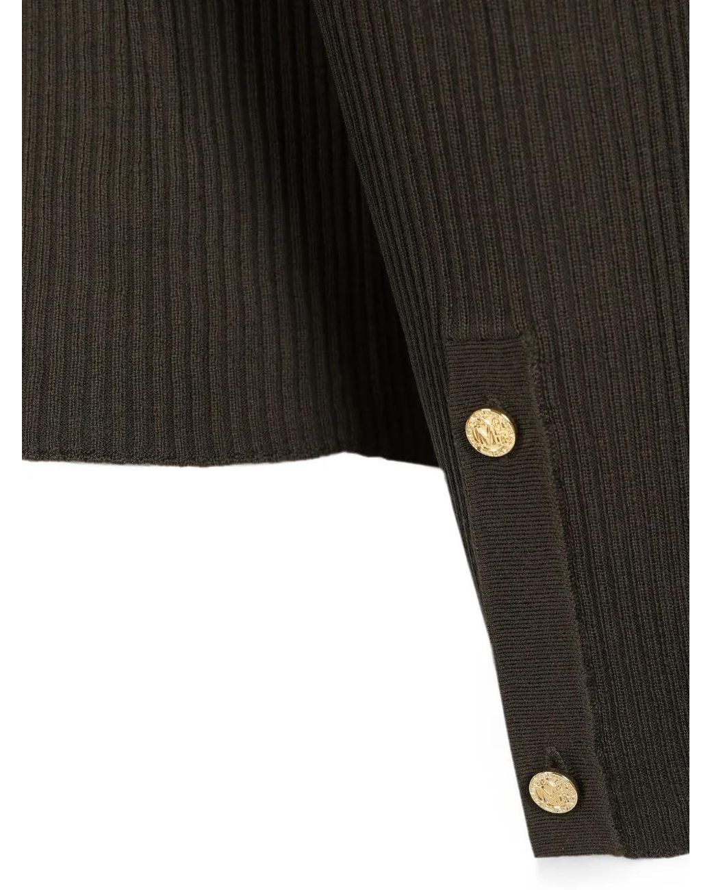 Max Mara Black Pull Côtelé À Boutonnière