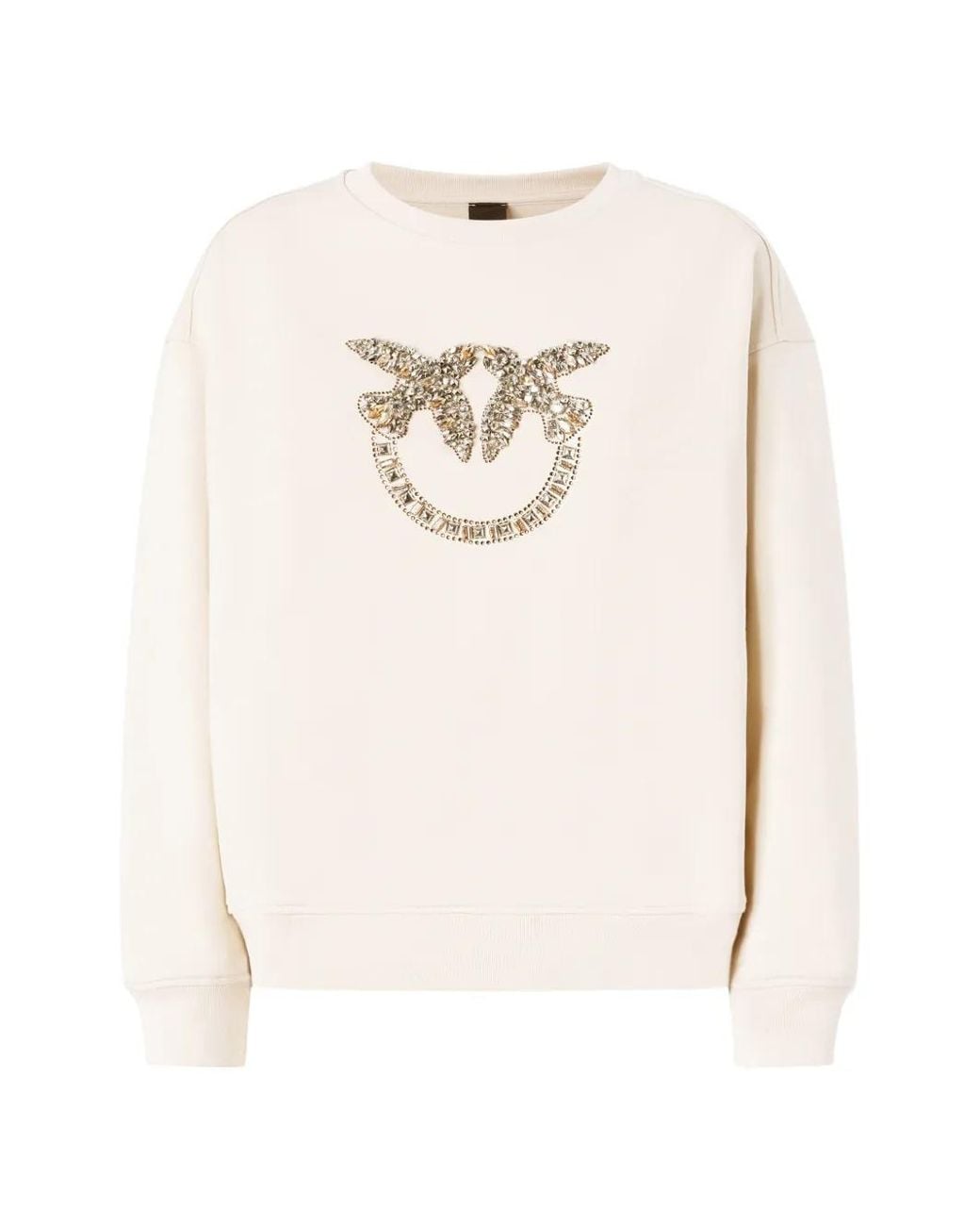 Pinko White Love Birds Crystal-Embellished Sweatshirt