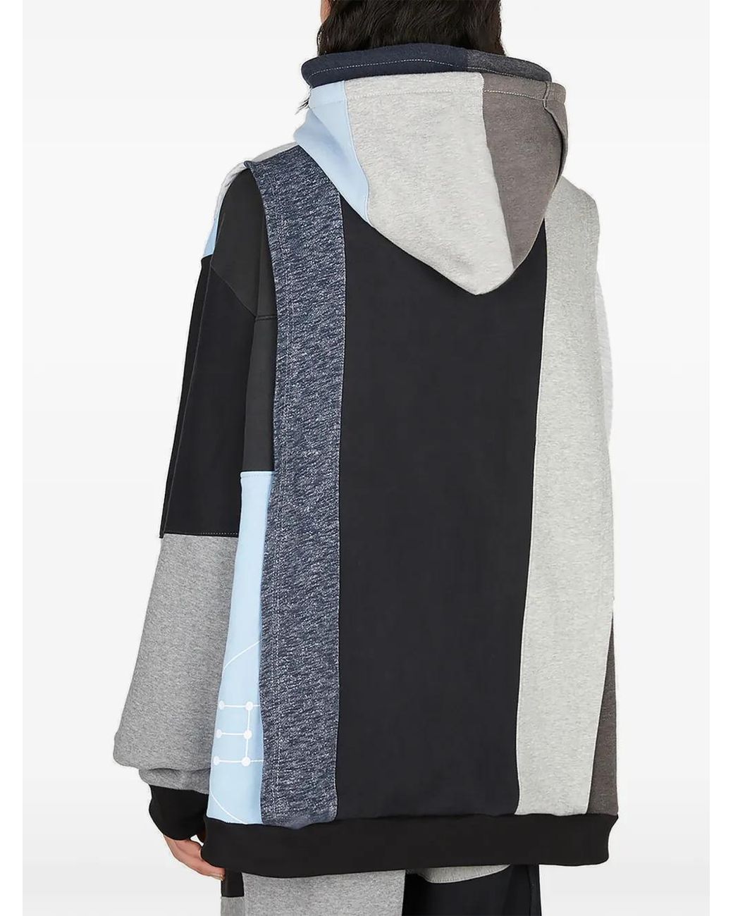 (DI)VISION Blue Patchwork Jersey Hoodie for men