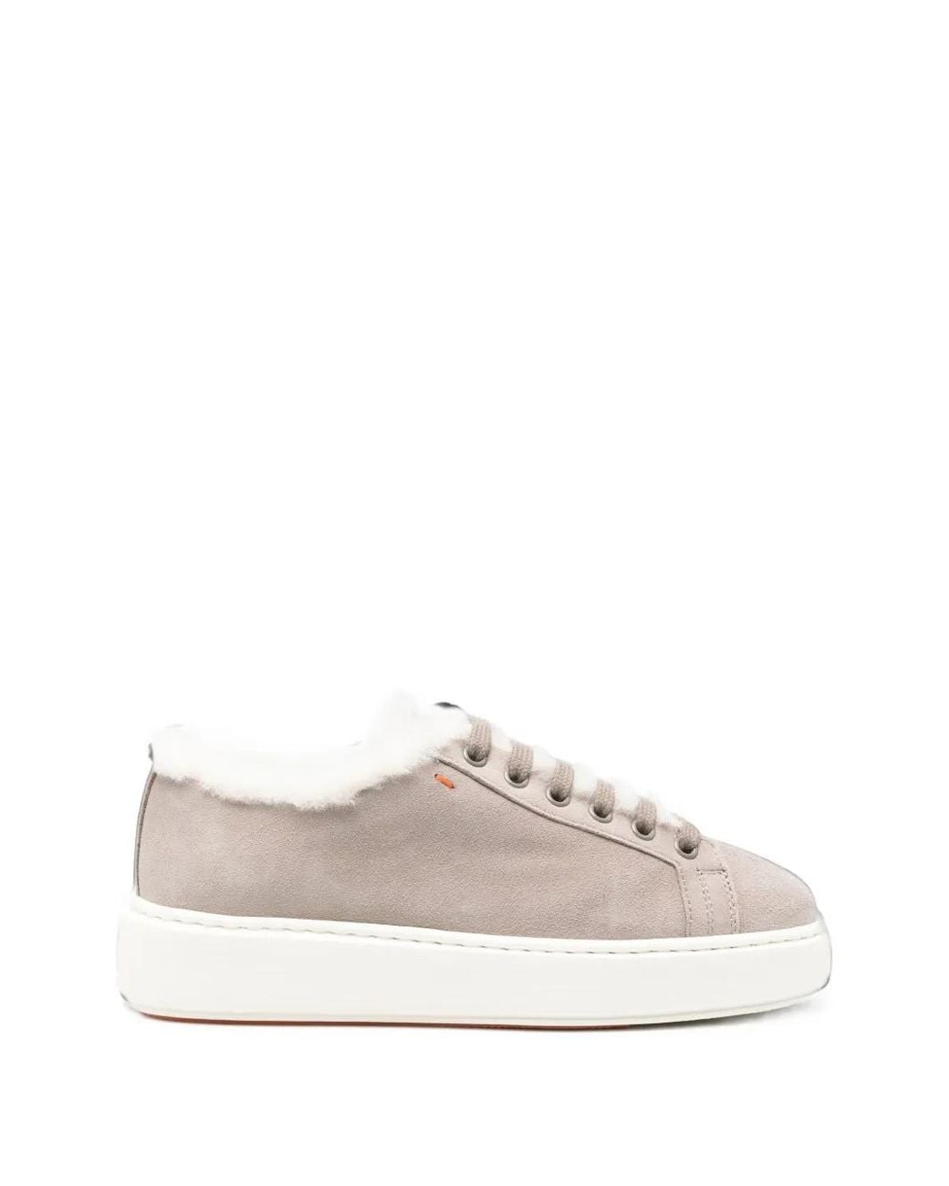 Santoni White Round Toe Sneakers