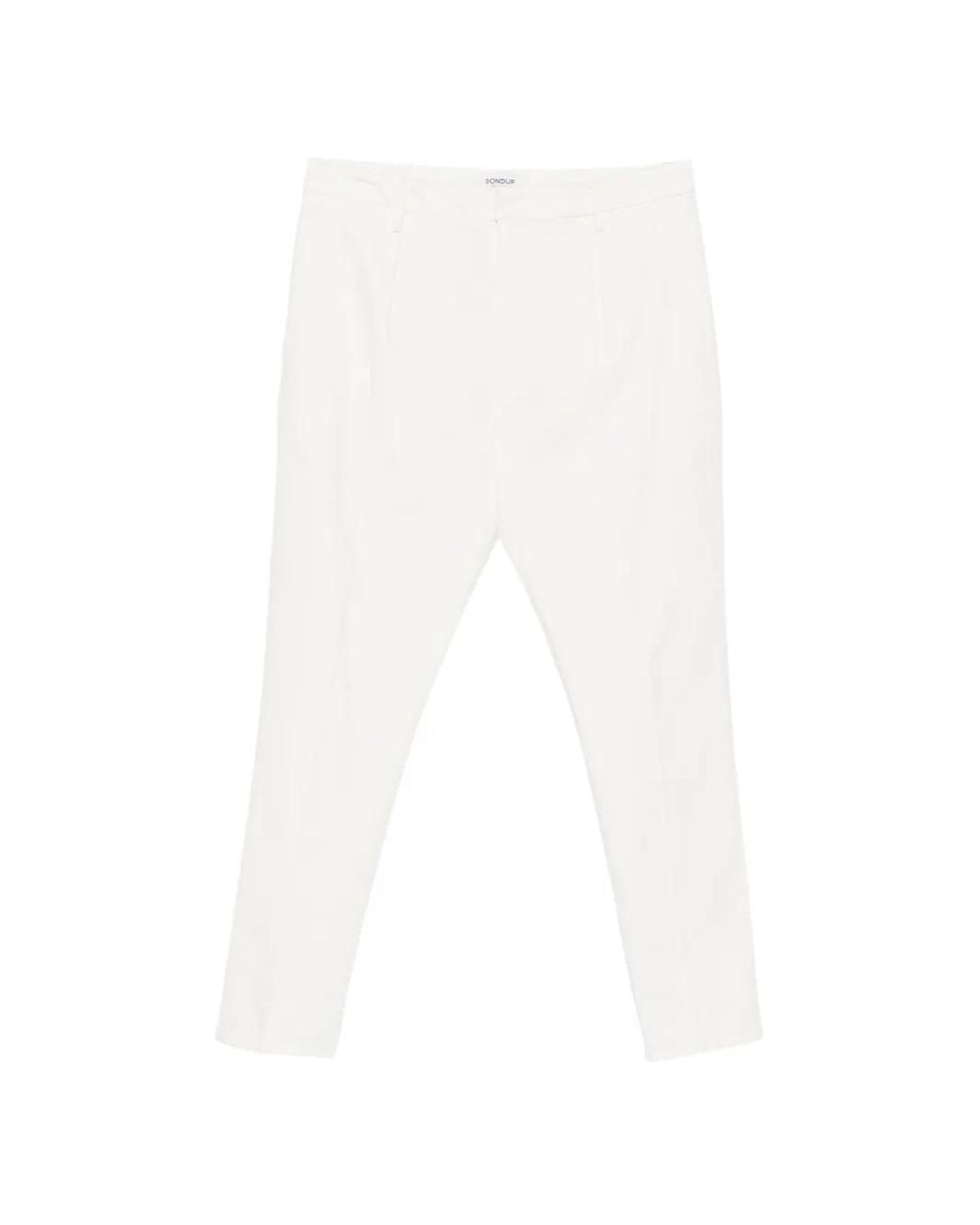 Dondup White Pleated Straight-Leg Trousers for men