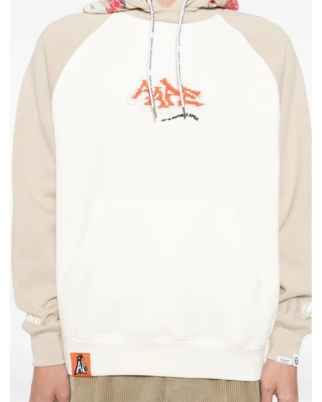Aape By A Bathing Ape White Logo-Patch Hoodie for men