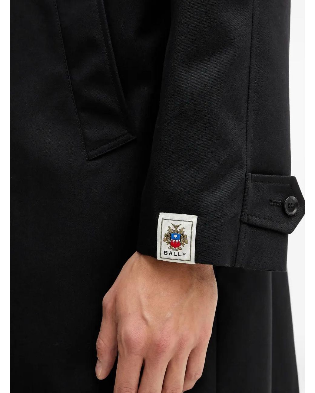 Bally Black Logo-Patch Coat for men