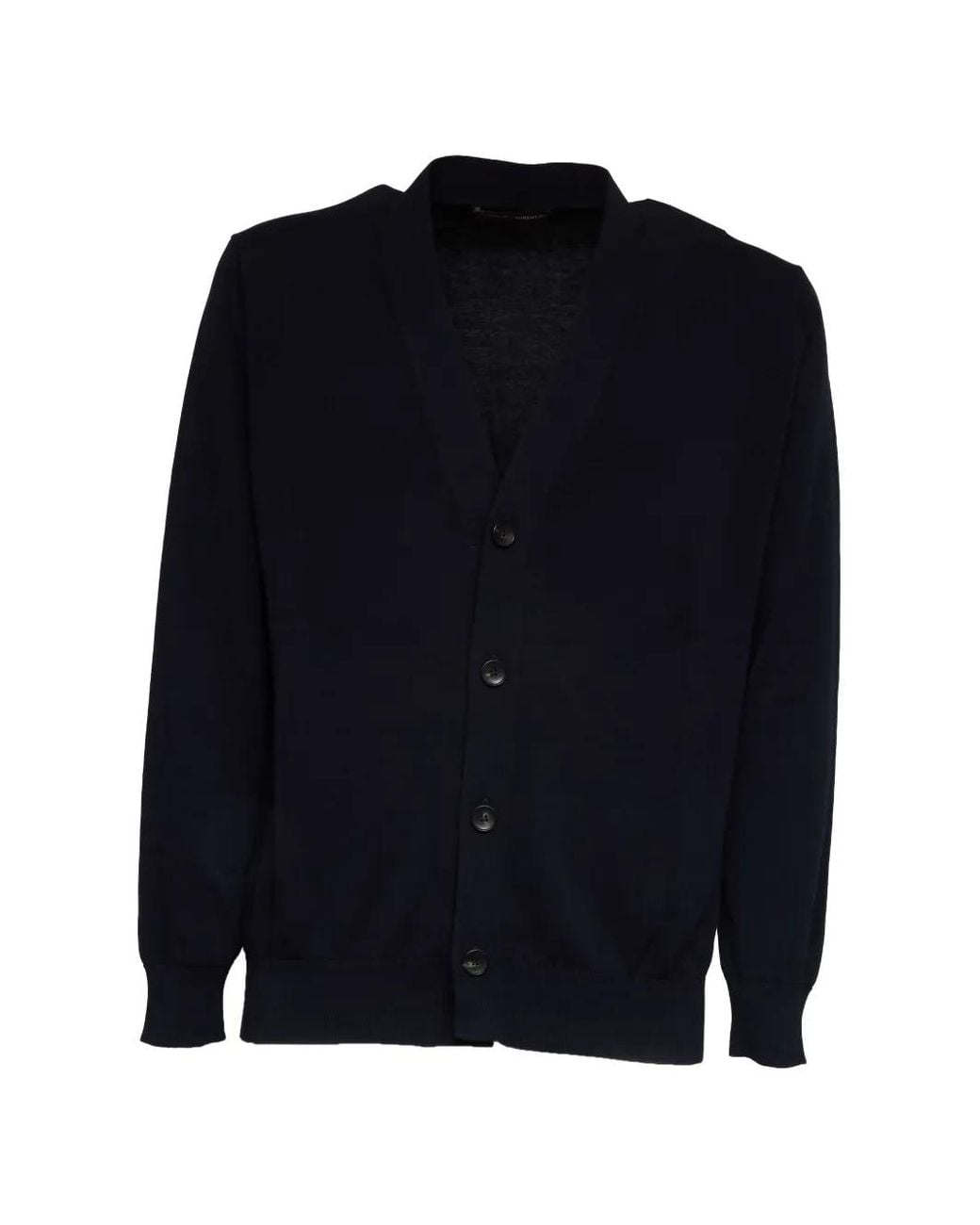FILIPPO DE LAURENTIIS Blue V-Neck Ribbing Cardigan for men
