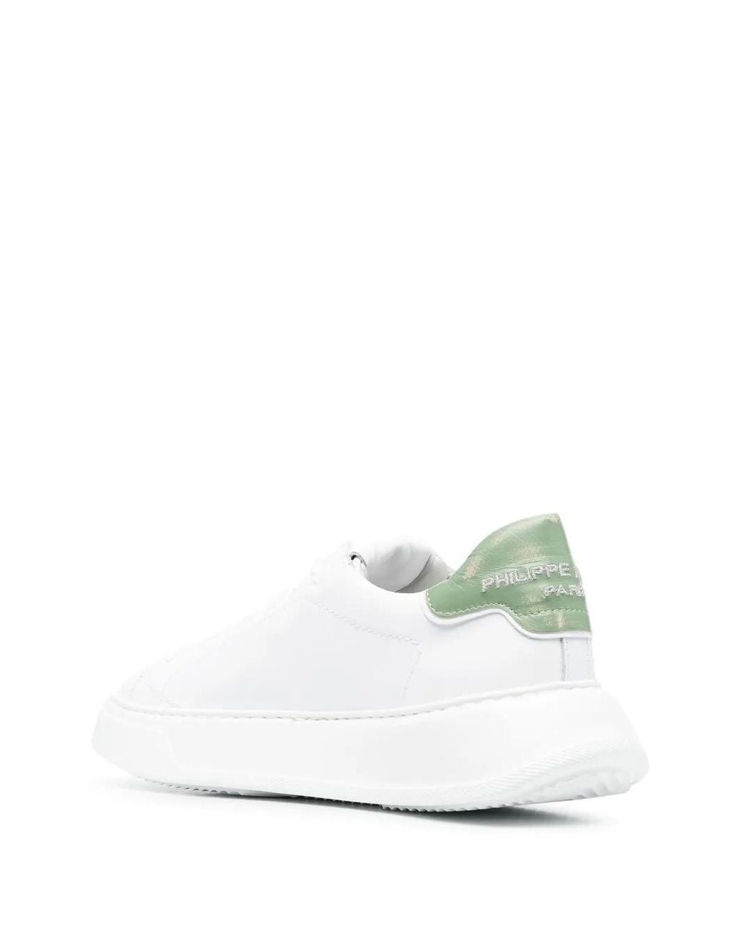 Philippe Model White Logo-Patch Low-Top Sneakers for men