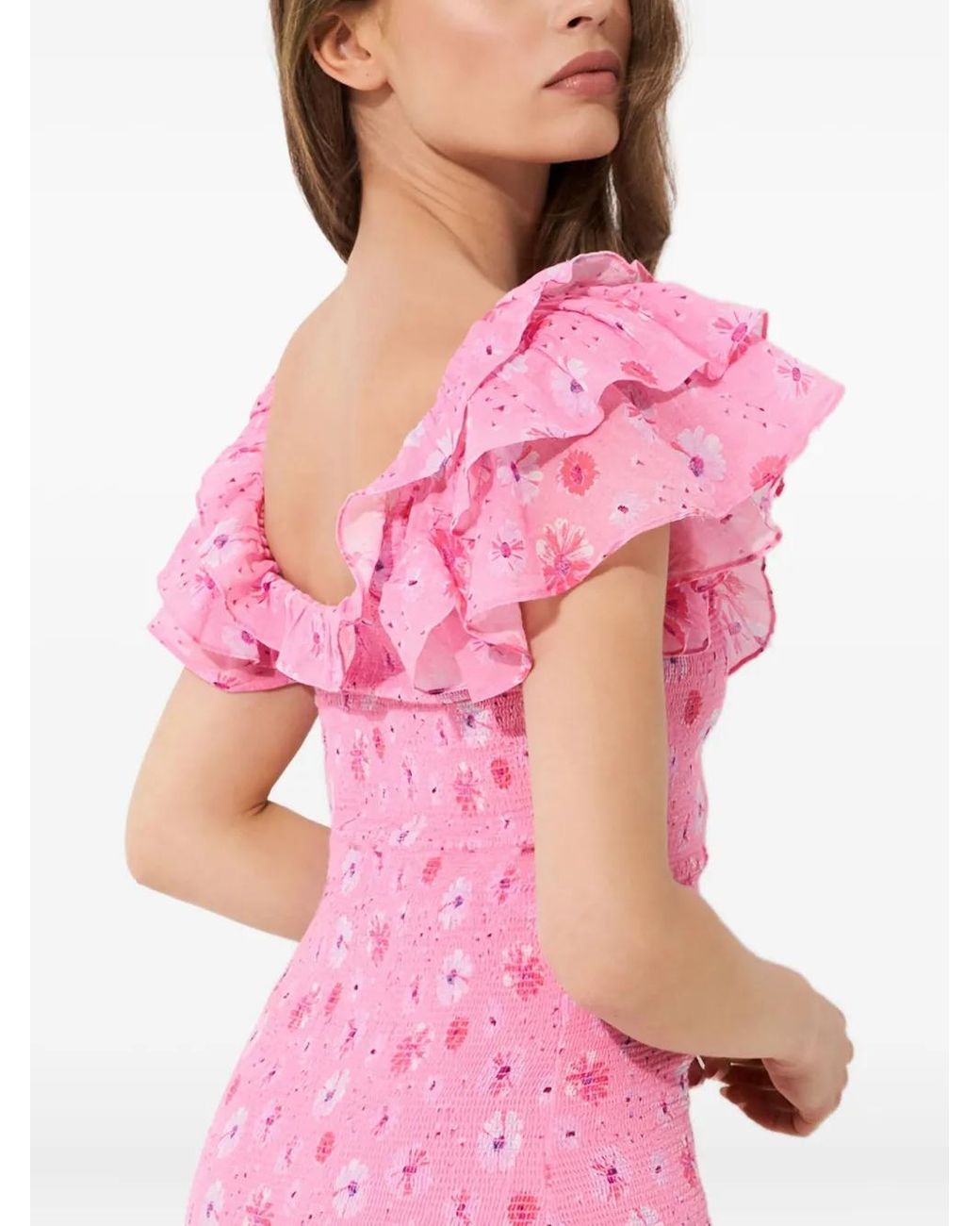 LoveShackFancy Kodie Floral-Print Mini Dress in Pink | Lyst UK