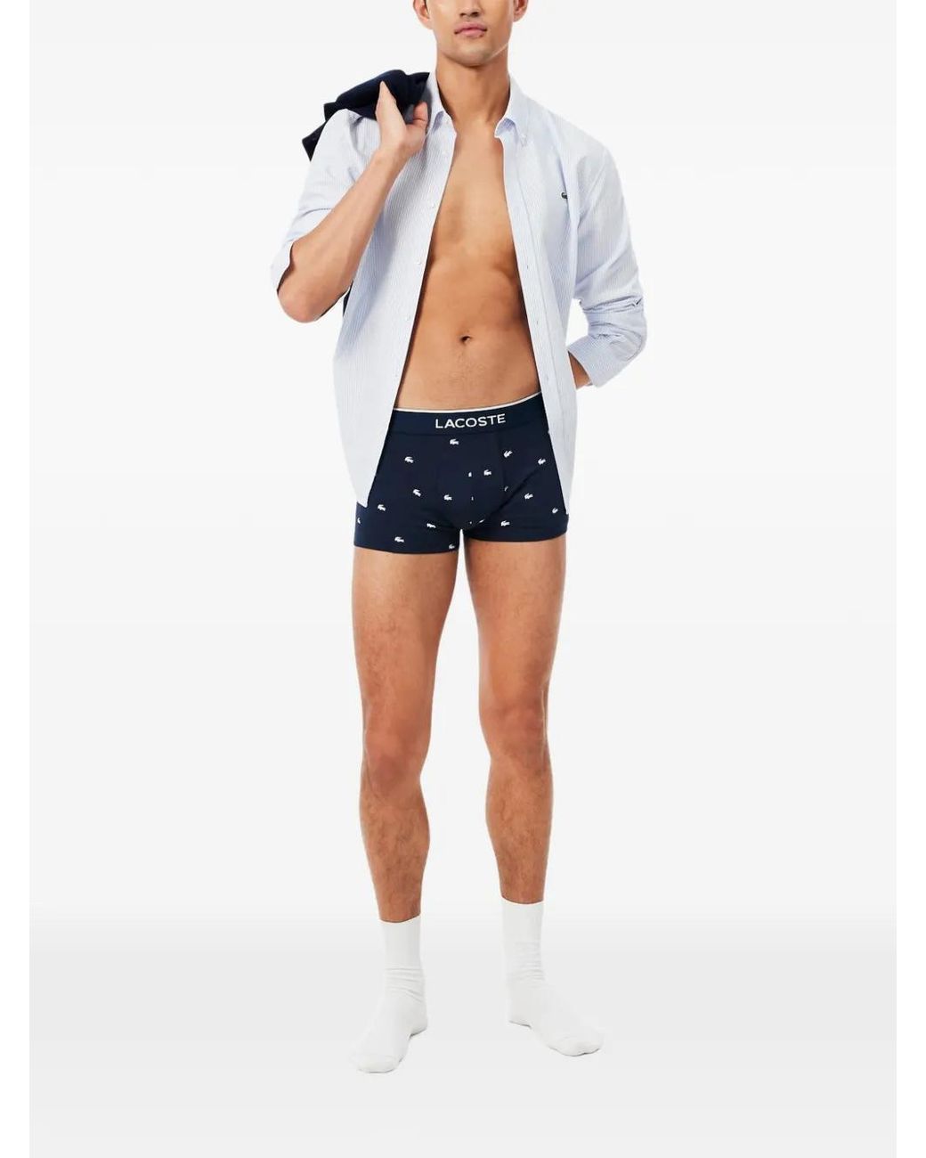 Lacoste Blue Logo-Print Boxers (Set Of Three) for men