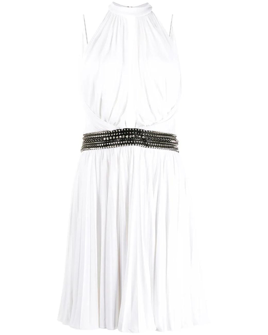 Philipp Plein White Draped Mini Dress