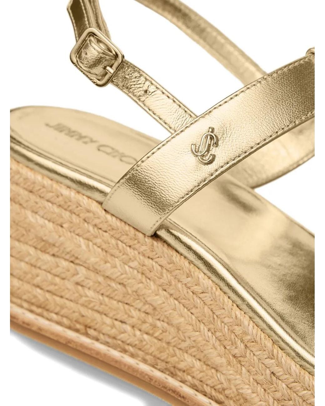 Jimmy Choo Natural Theia 60 Leather Wedge Sandals