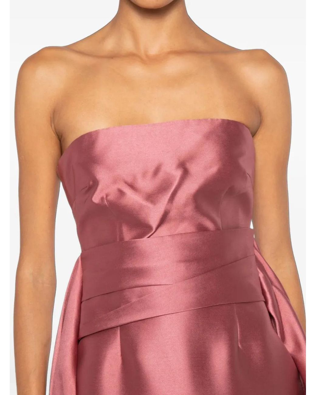 Solace London Pink Elara Strapless Draped-Panel Maxi Dress