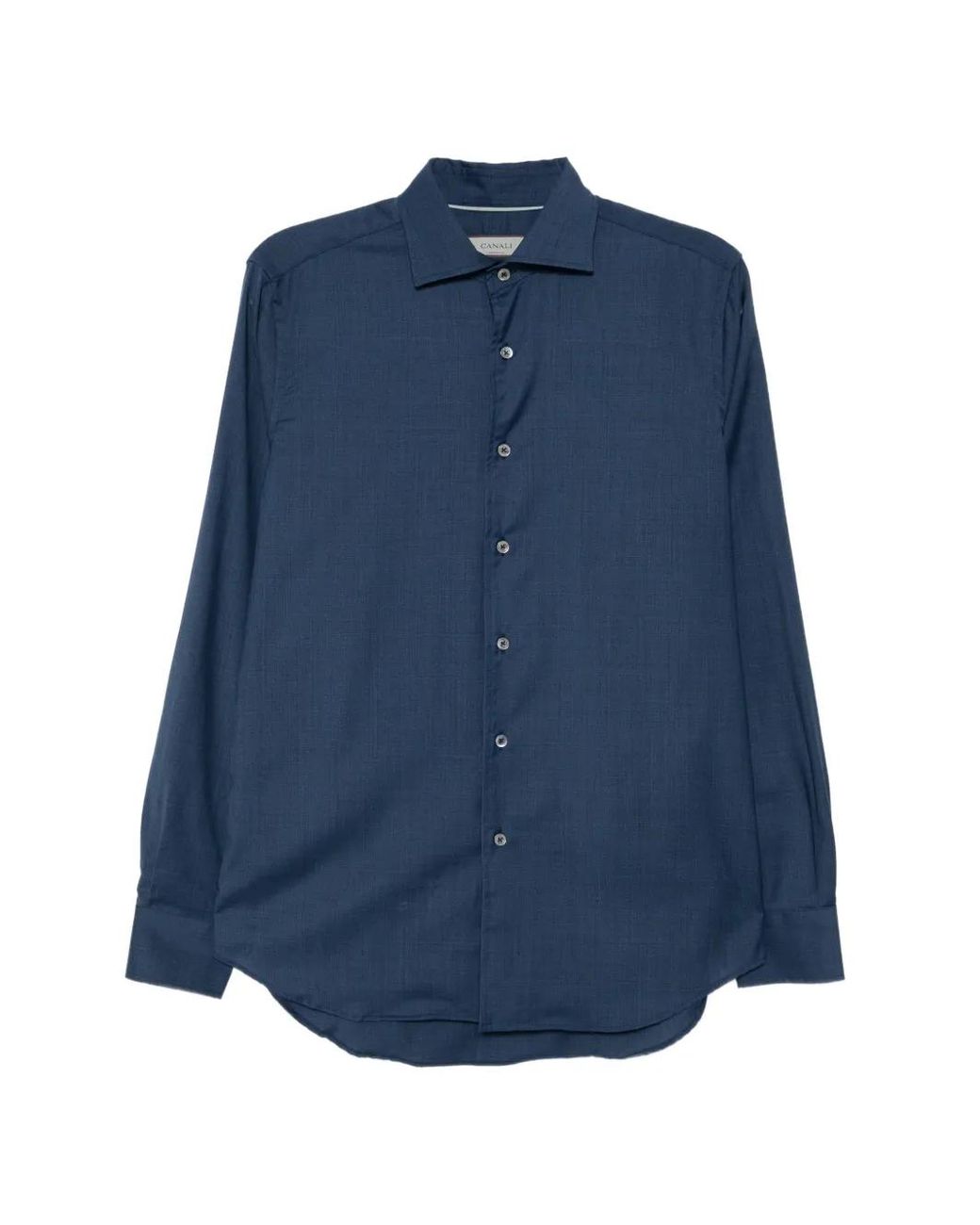 Canali Blue Button-Up Wool Shirt for men