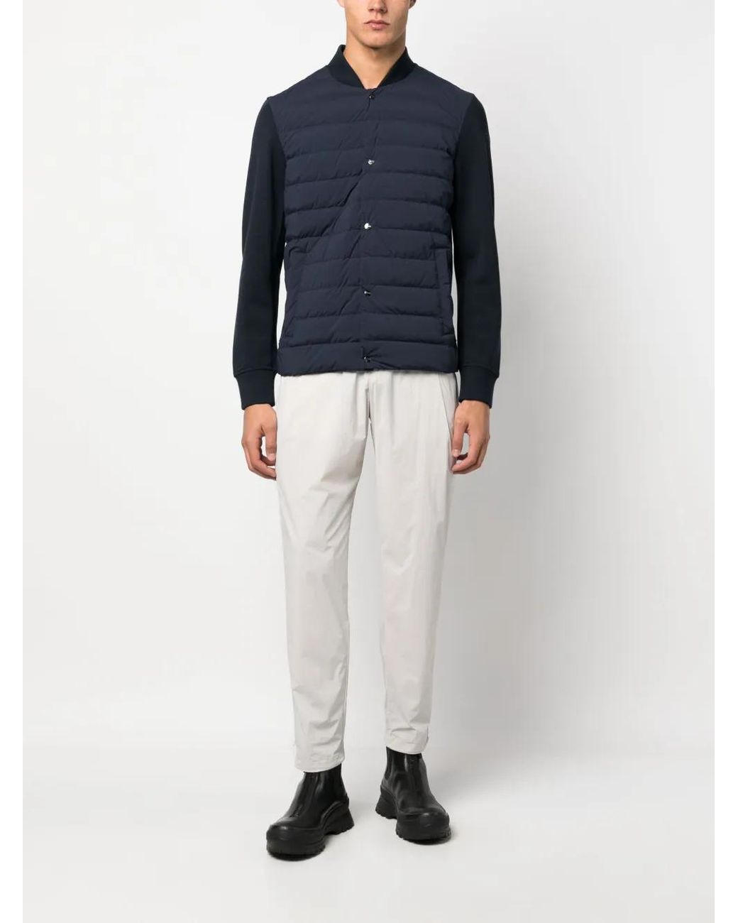 Herno Blue Contrasting-Sleeves Padded Jacket for men