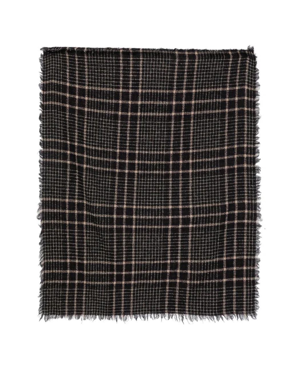 Faliero Sarti Black Little Perry Check-Pattern Frayed-Edge Scarf