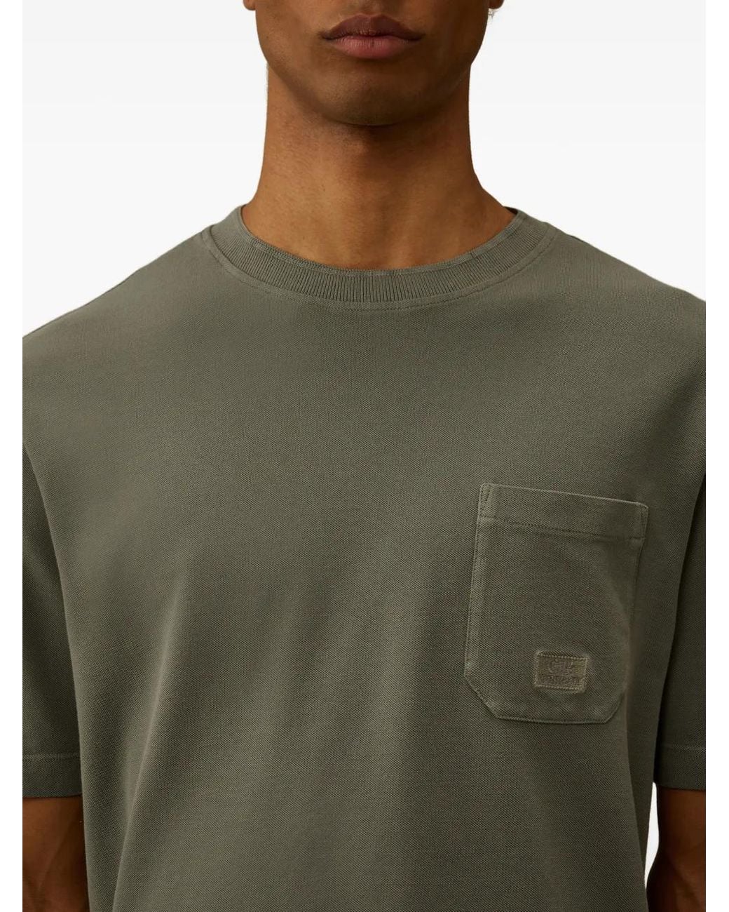 C P Company Green 24/1 Piquet Pigment Dyed Short-Sleeve T-Shirt for men