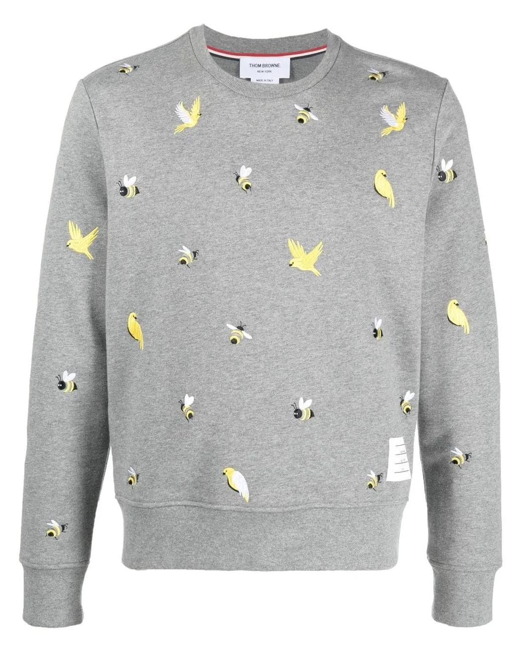 Thom Browne Gray Embroidered Cotton Sweatshirt for men