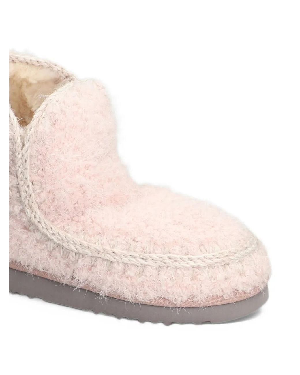 Mou Pink Crochet-Trim Sheepskin Boots