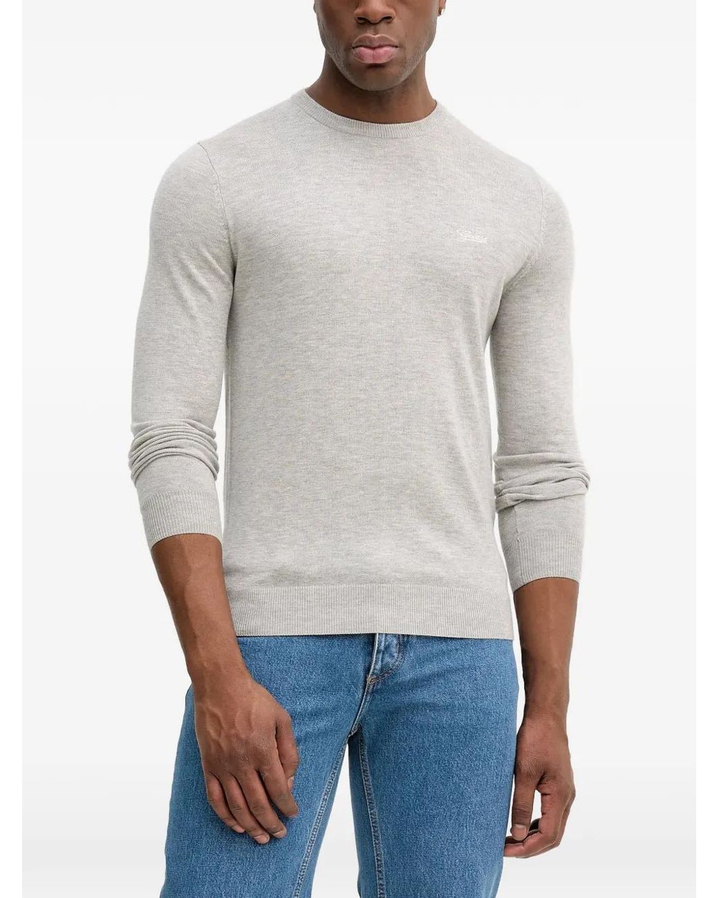 Guess Gray Daniel Logo-Detail Sweater for men