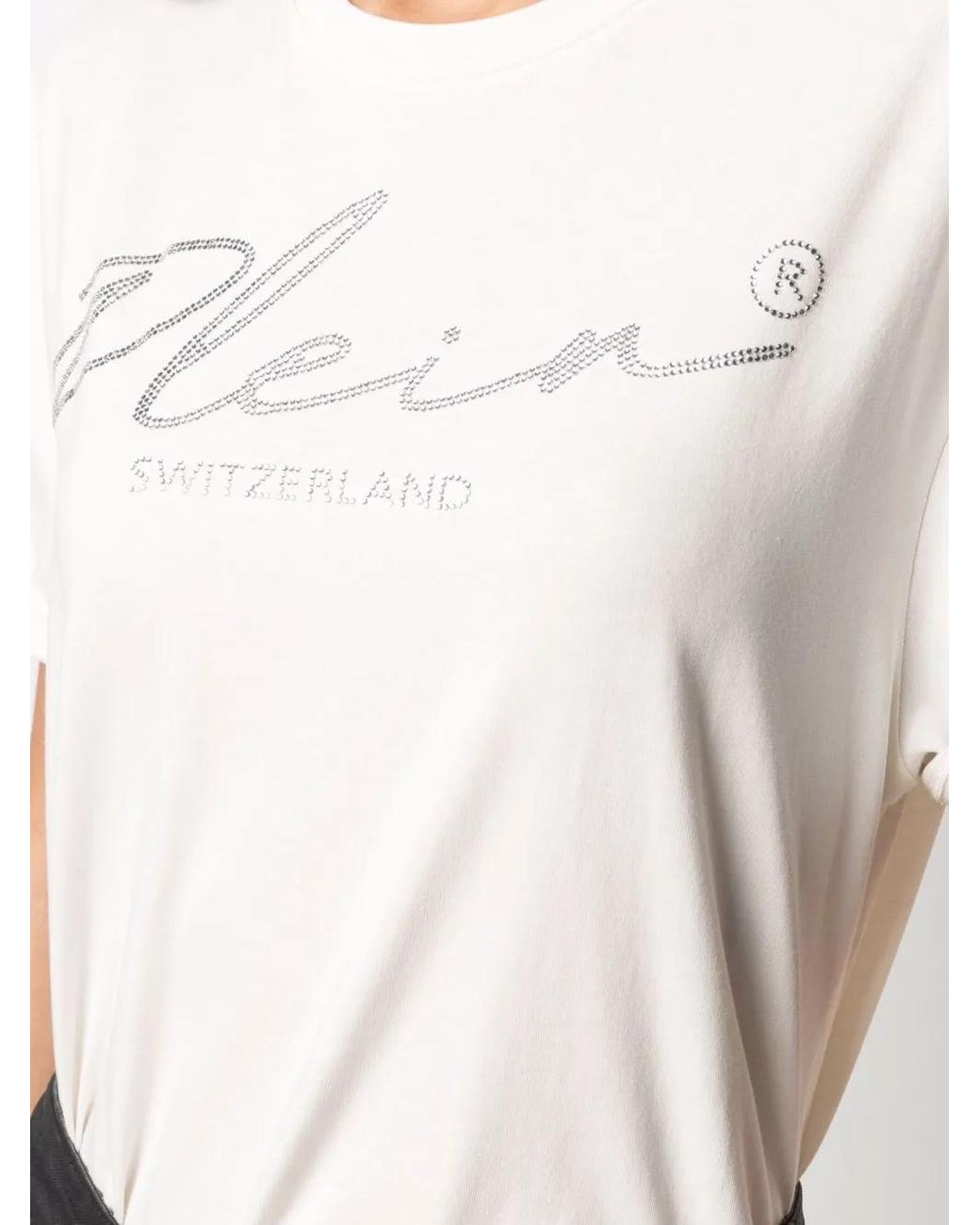 Philipp Plein White Crystal Logo T-Shirt