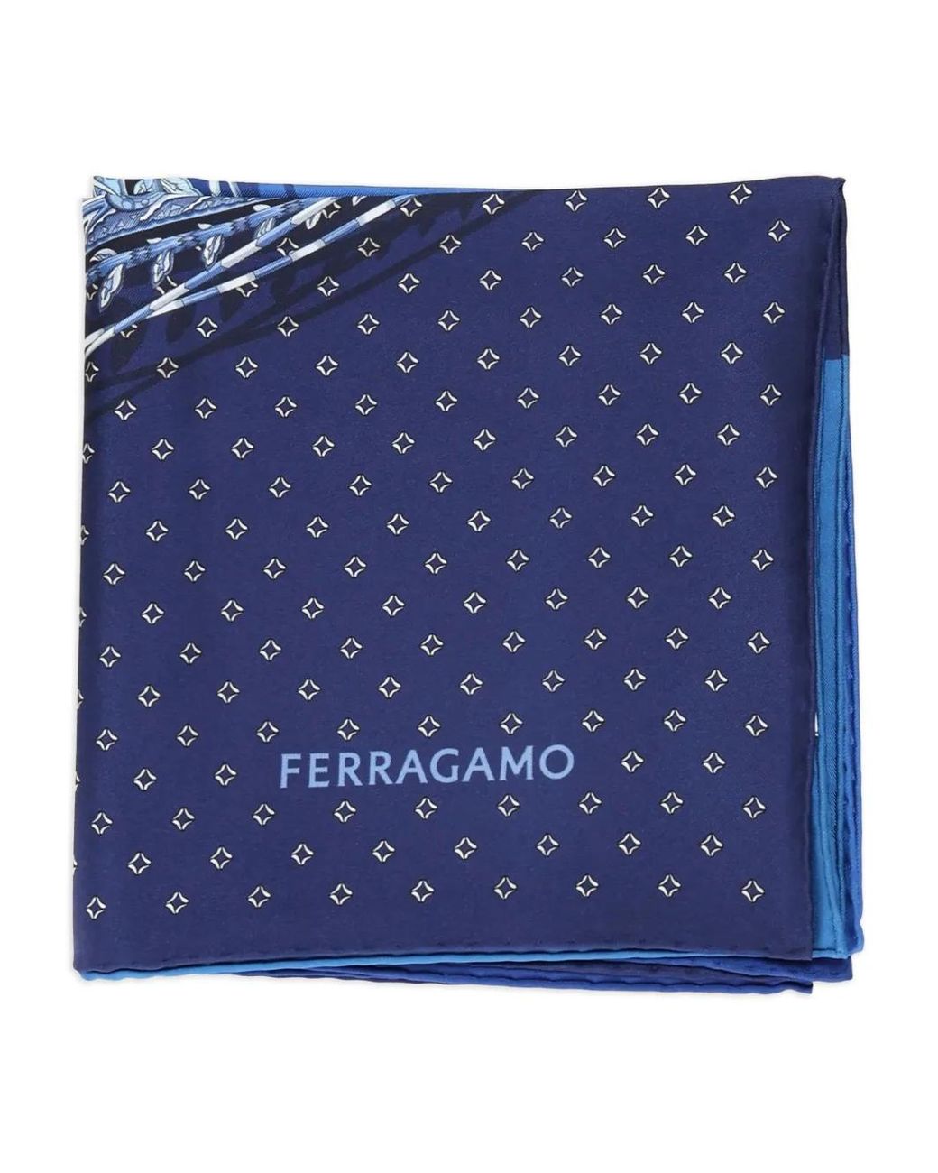 Ferragamo Blue Leopard-Print Silk Scarf