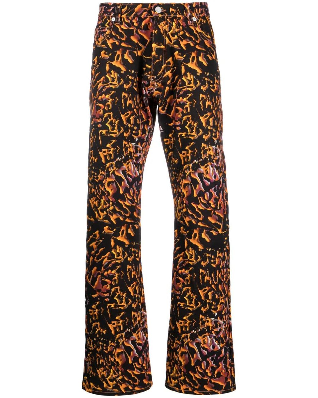 Palmier Blue Abstract-Print Straight-Leg Trousers for men