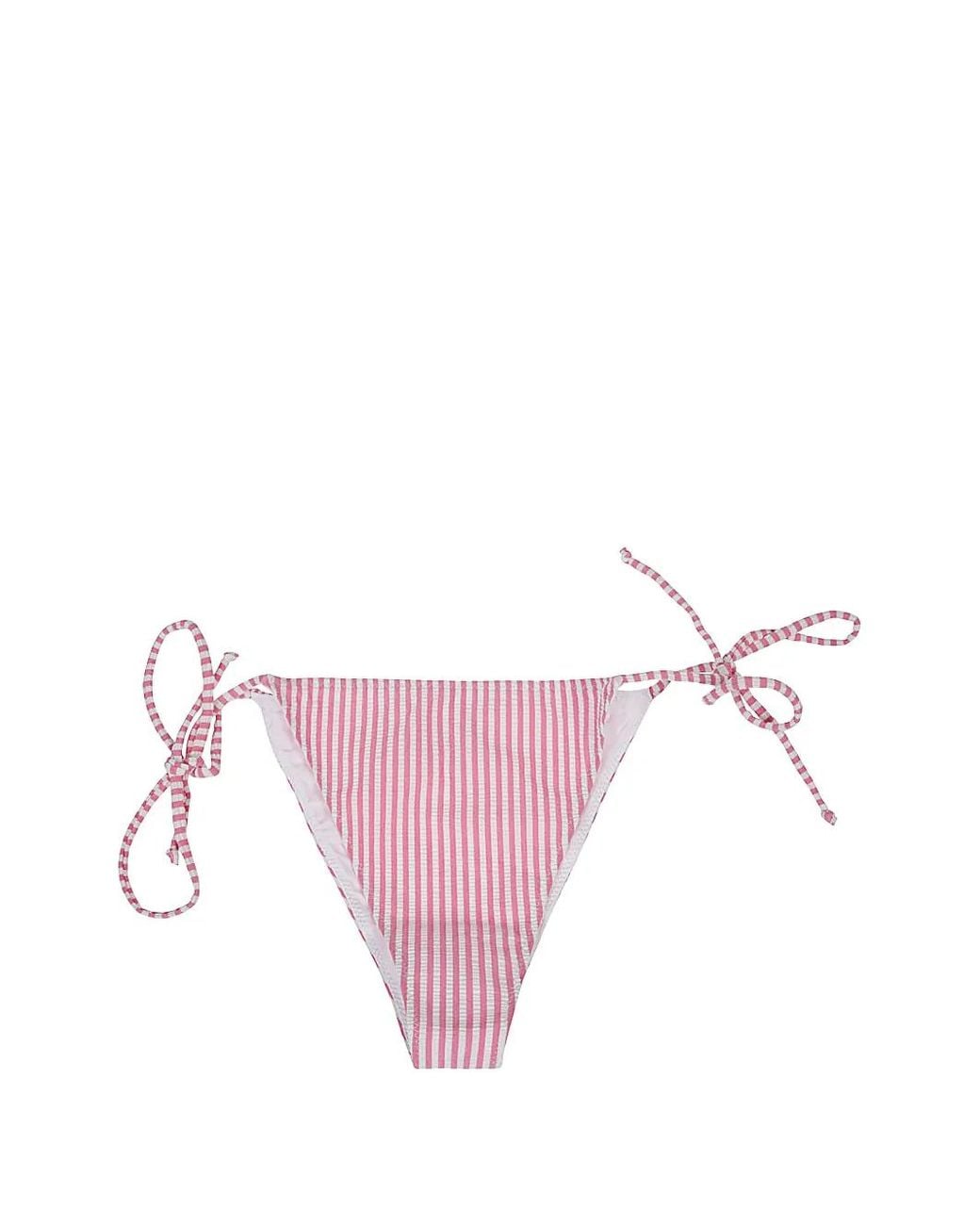 Mc2 Saint Barth Pink Marielle Striped Side-Tie Bikini Bottoms