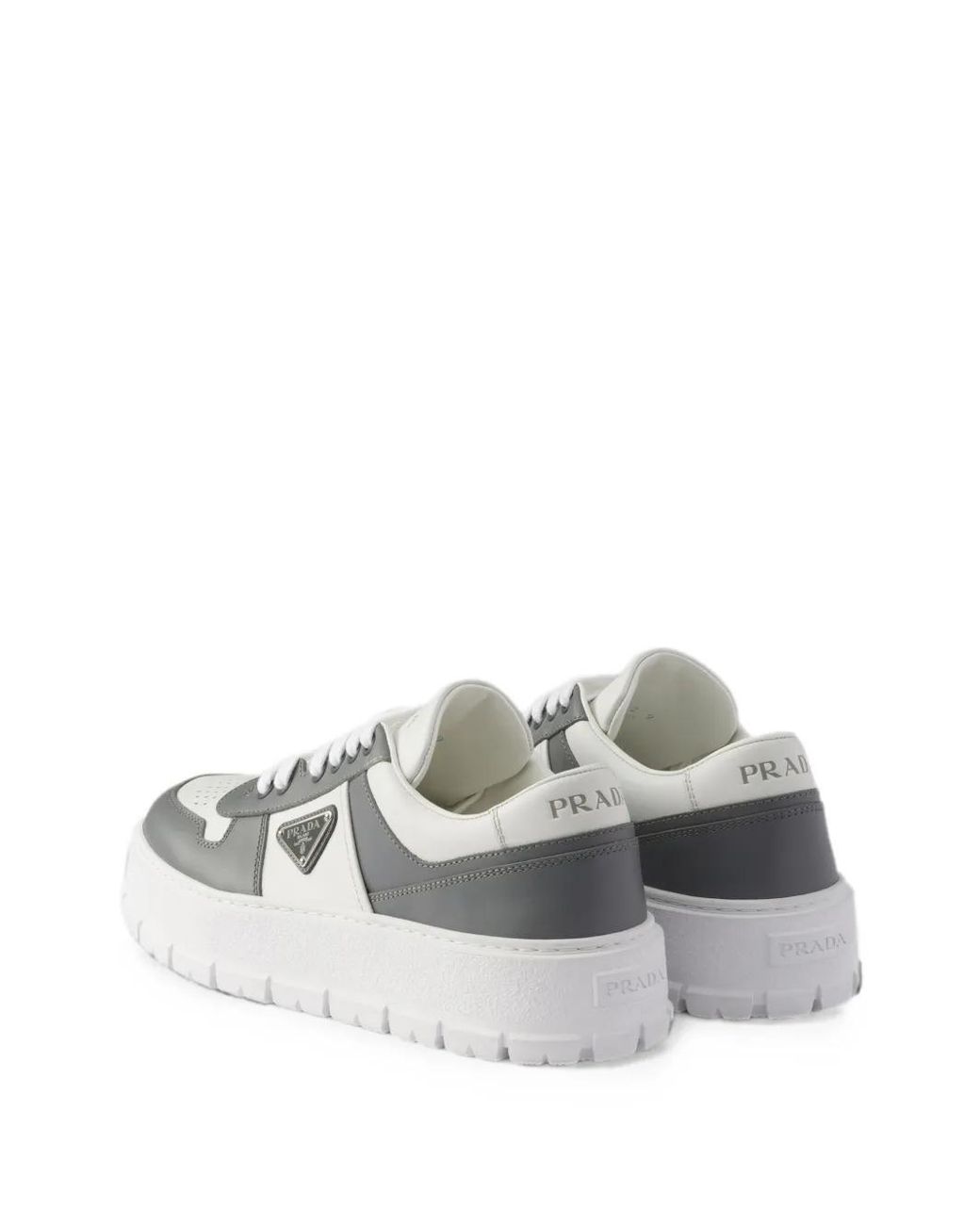 Prada White Baskets En Cuir À Logo Embossé for men