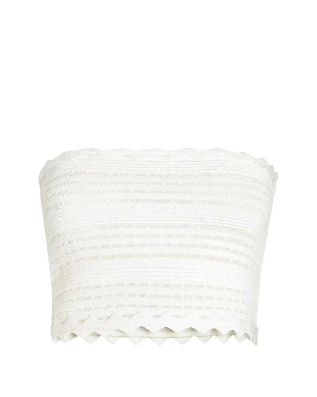 Genny White Scalloped Knitted Bandeau Top