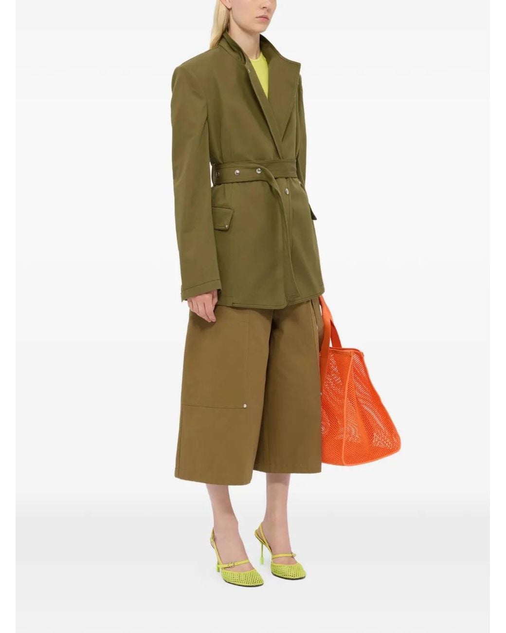MSGM Green Veste Boutonnée À Taille Ceinturée