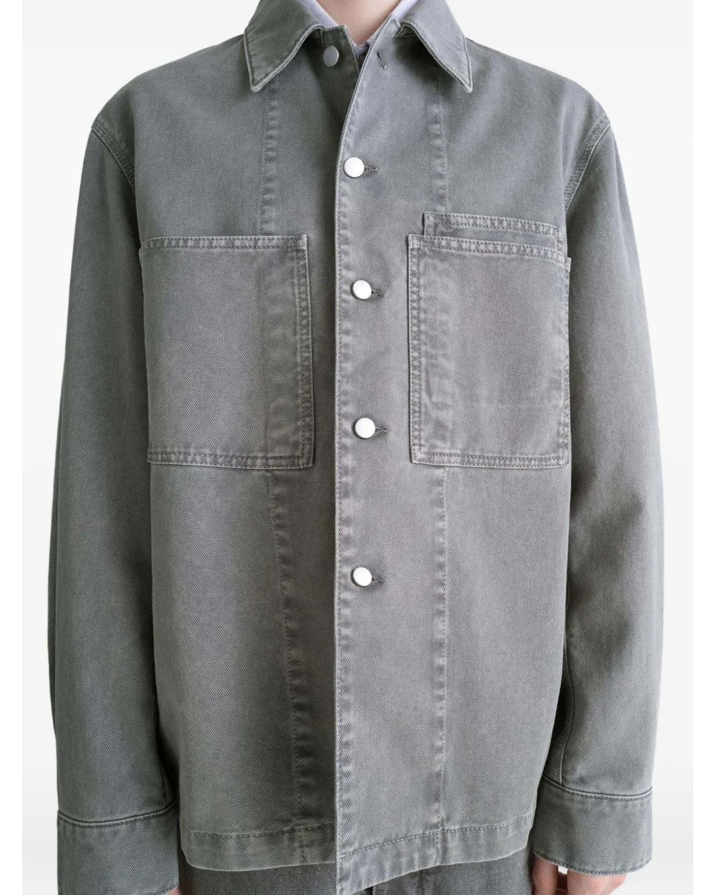 Lemaire Gray Patch-Pocket Denim Overshirt for men
