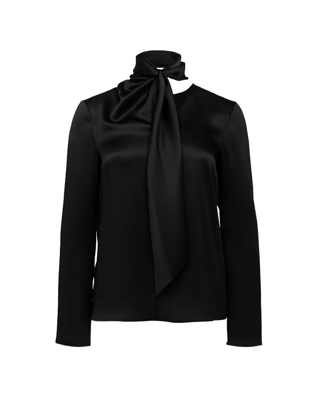 Alberta Ferretti Black Neutral High-Neck Acetate Blouse