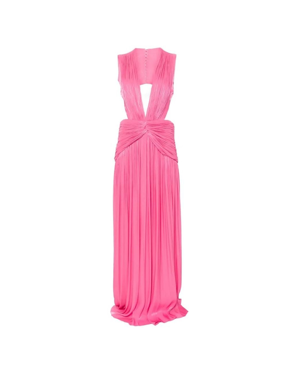 Costarellos Pink Silla Cutout-Detail V-Neck Maxi Dress