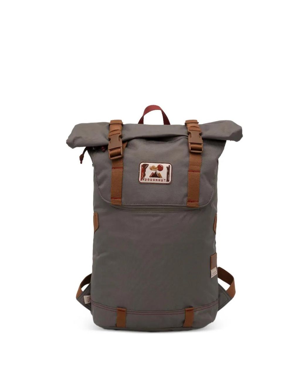 Doughnut Gray Roll-Top Buckle-Fastening Backpack