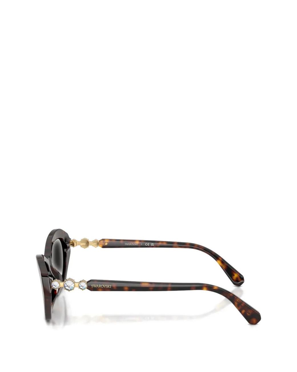 Swarovski Gray Crystal-Embellished Tortoise-Shell Sunglasses