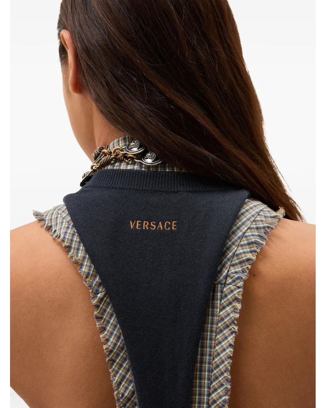 Versace Blue Cotton-Cashmere Knit Tank Top