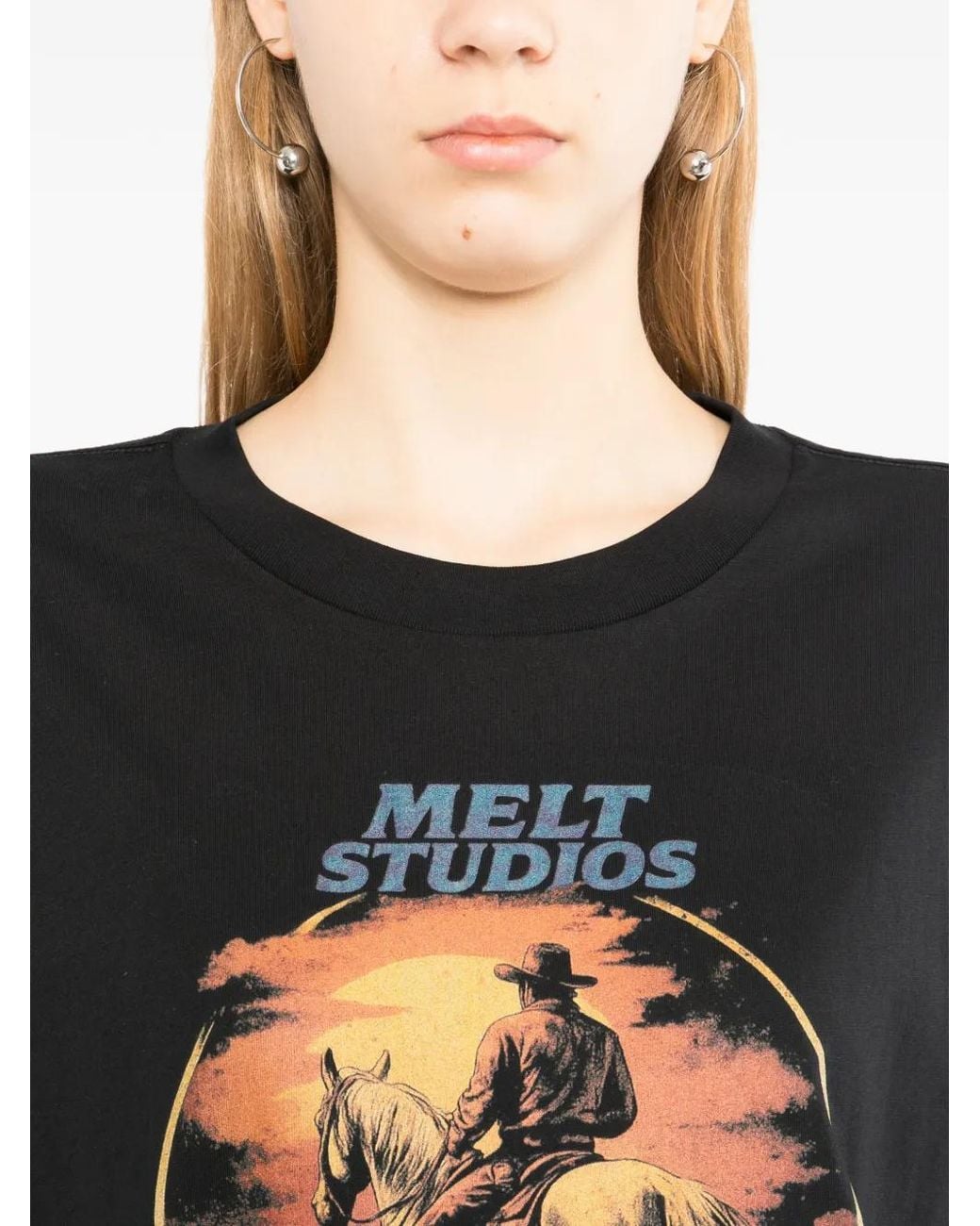Melt Black Graphic-Print Cotton T-Shirt