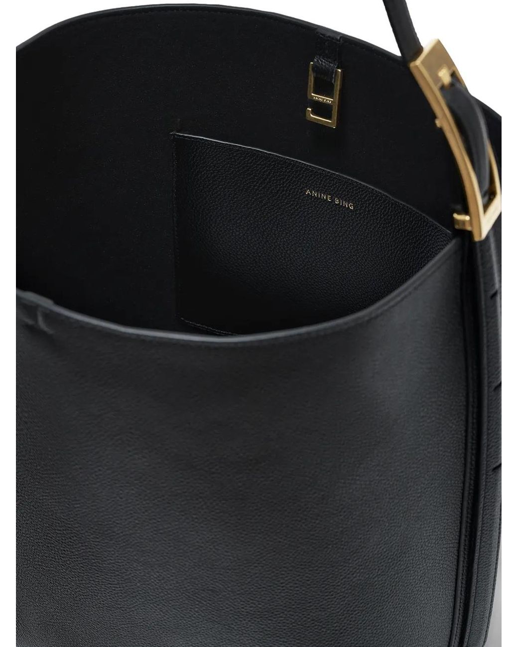 Anine Bing Black Elly Bucket Bag Grained Leather