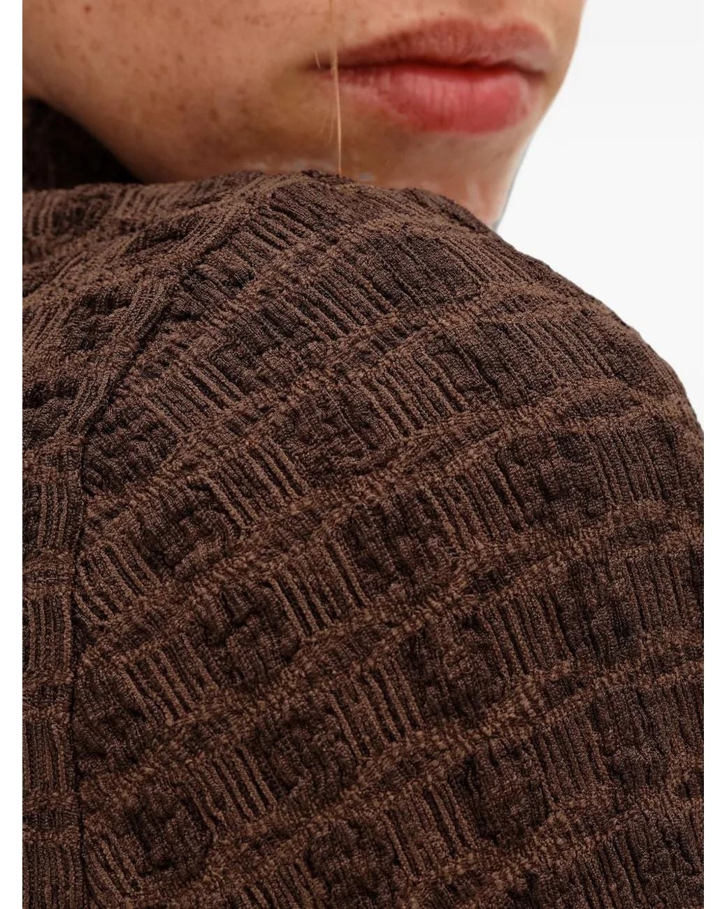 Bimba Y Lola Brown Chocolate Ruched Textured T-Shirt