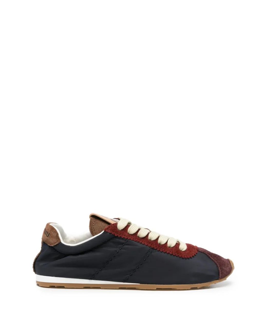 Miu Miu Black Plume Suede-Trim Panelled Sneakers