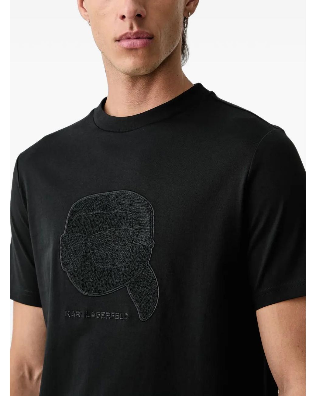 Karl Lagerfeld Black Ikonik-Patch T-Shirt for men