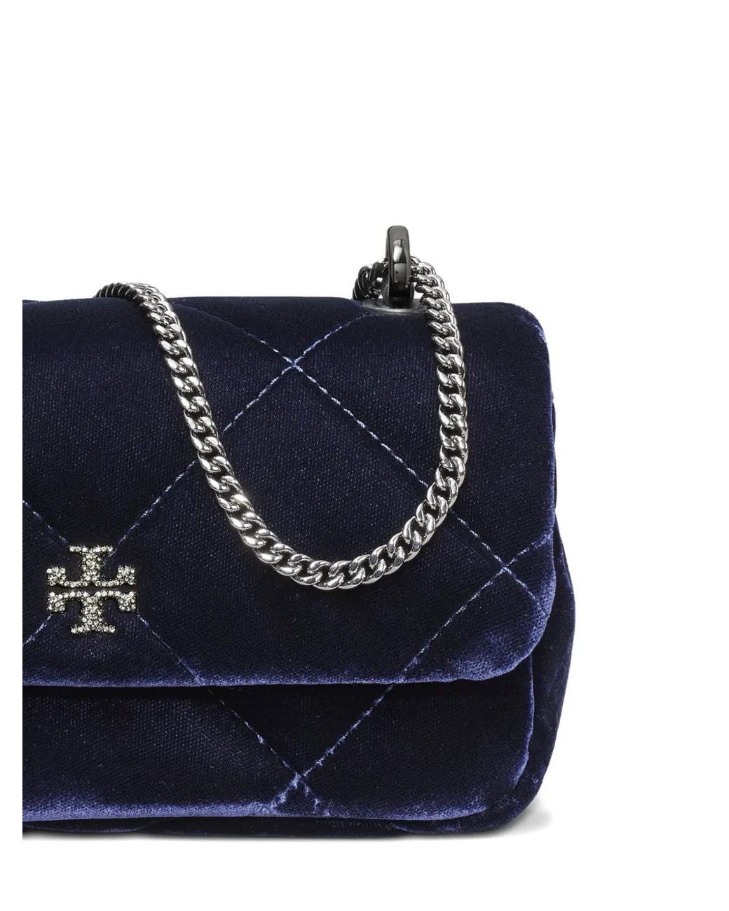 Tory Burch Kira ベルベット ショルダーバッグ ミニ Blue
