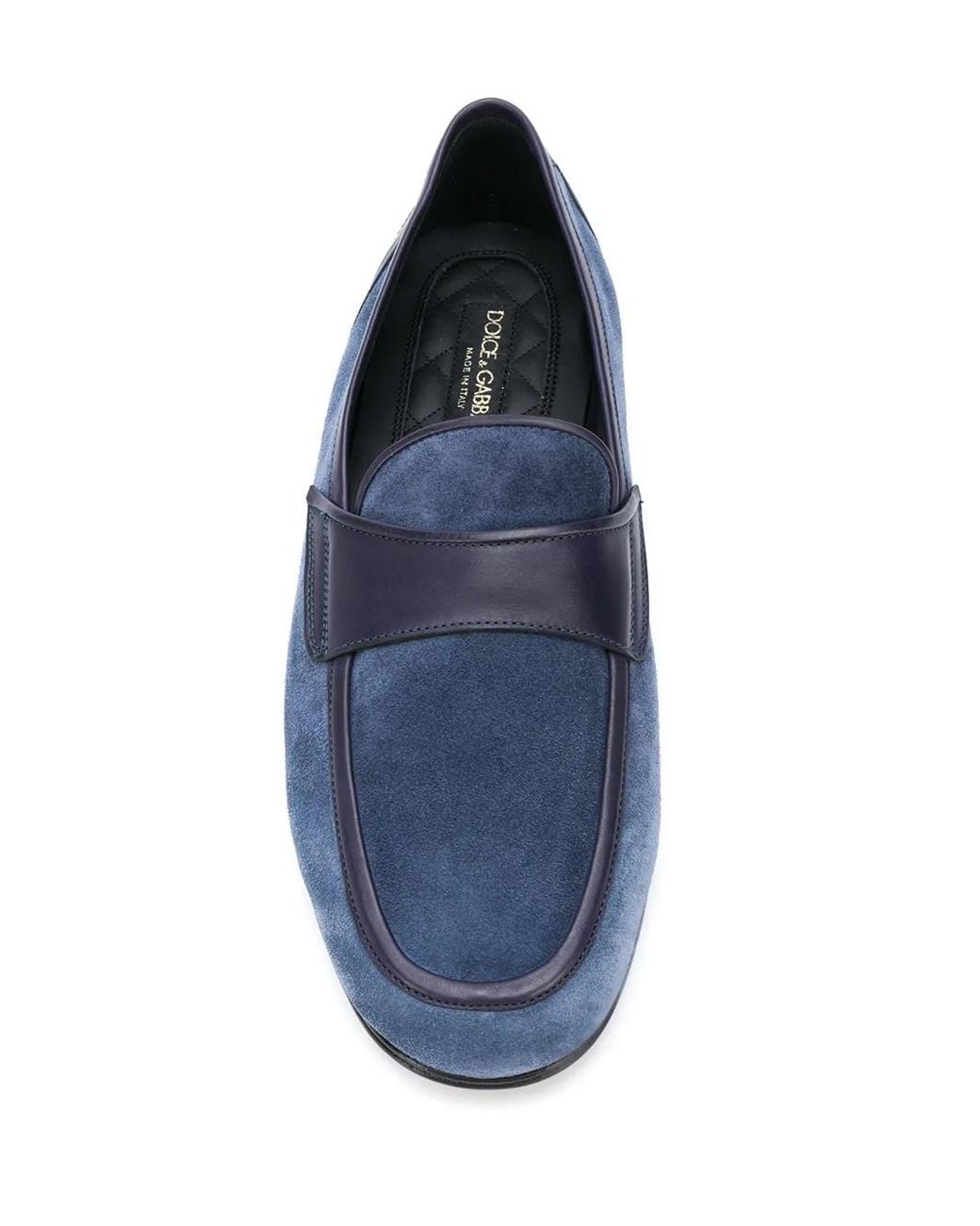 Dolce & Gabbana Blue Leather-trimmed Suede Loafers for men
